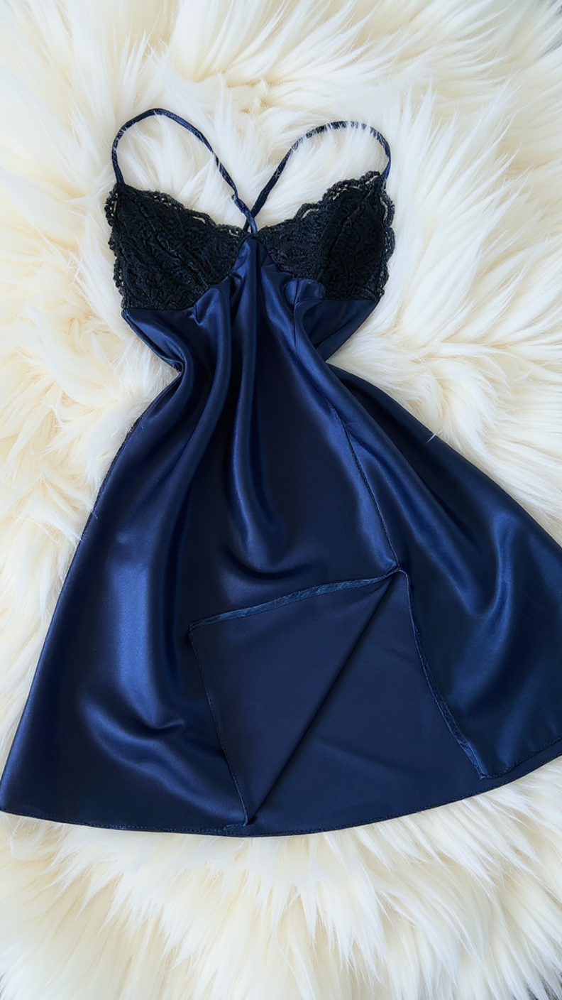 Nightdress 124 -Silky Nightdress with Graceful Lace Embellishment Erotica