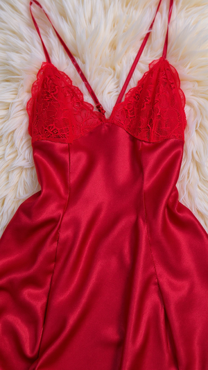 Nightdress 124 -Silky Nightdress with Graceful Lace Embellishment Erotica