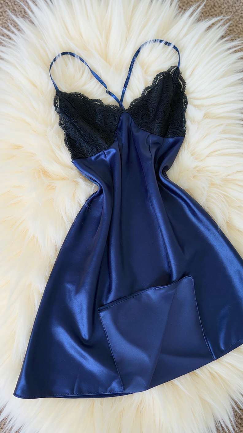Nightdress 124 -Silky Nightdress with Graceful Lace Embellishment Erotica