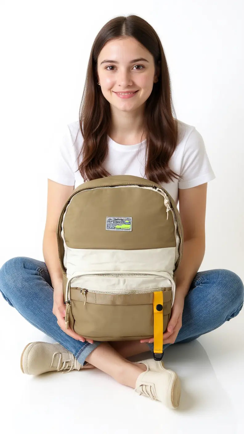 Sac à dos scolaire simple aux couleurs combinées, usage polyvalent Pour Elle