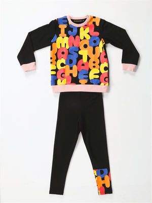 alphabet desenli kiz çocuk sweatshirt takim - Justyol