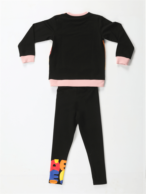 alphabet desenli kiz çocuk sweatshirt takim - Justyol
