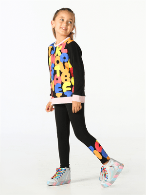 alphabet desenli kiz çocuk sweatshirt takim - Justyol