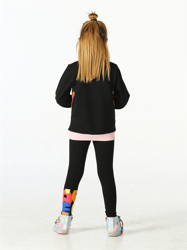 alphabet desenli kiz çocuk sweatshirt takim - Justyol