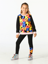 alphabet desenli kiz çocuk sweatshirt takim - Justyol