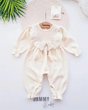 amelia buckle lace robe detailed jumpsuit set - Justyol