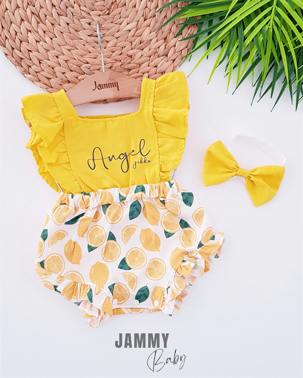 angel avocado bandana romper set - Justyol