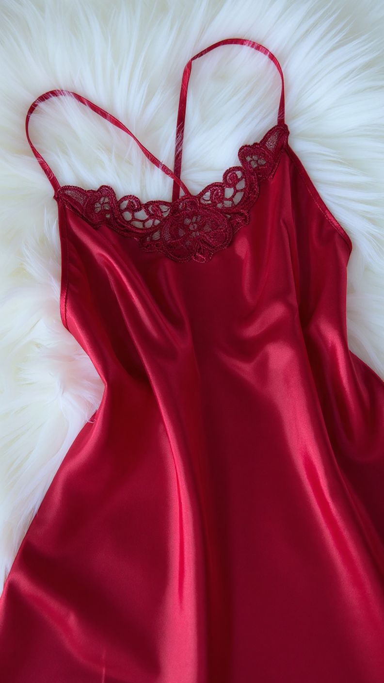 Nightdress 112 -Satin Nightgown with Soft Lace Accents Erotica