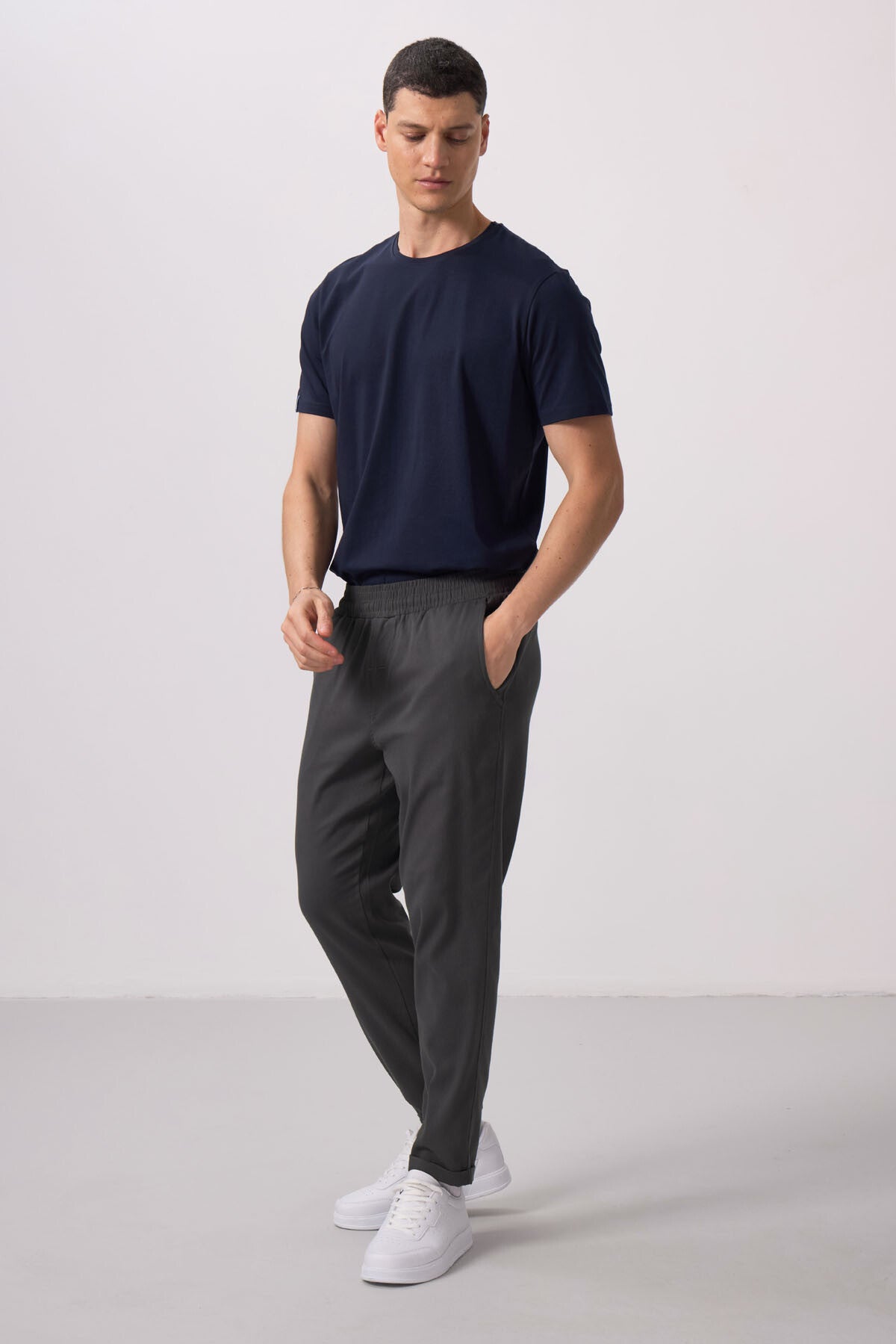 vert standart fit dokuma hafif esnek chino pantolon - 82175 - Justyol