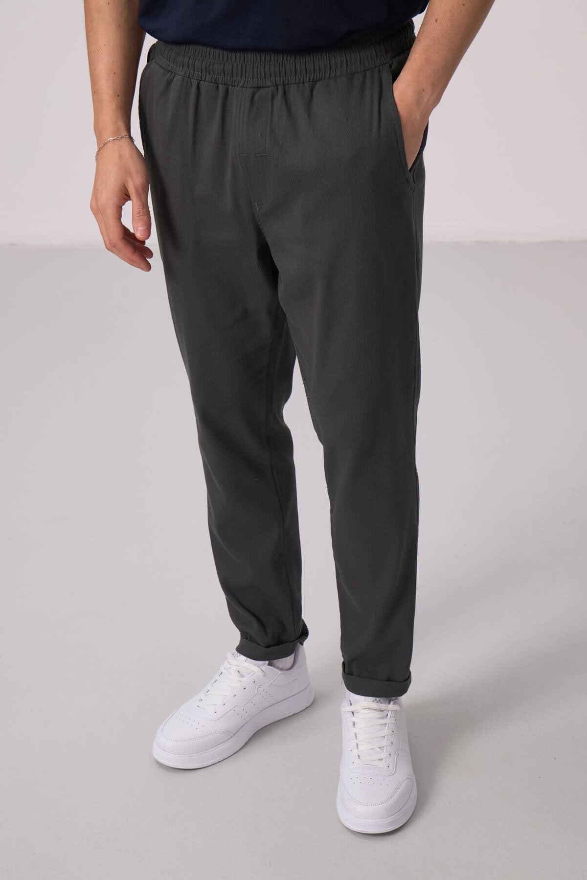 vert standart fit dokuma hafif esnek chino pantolon - 82175 - Justyol