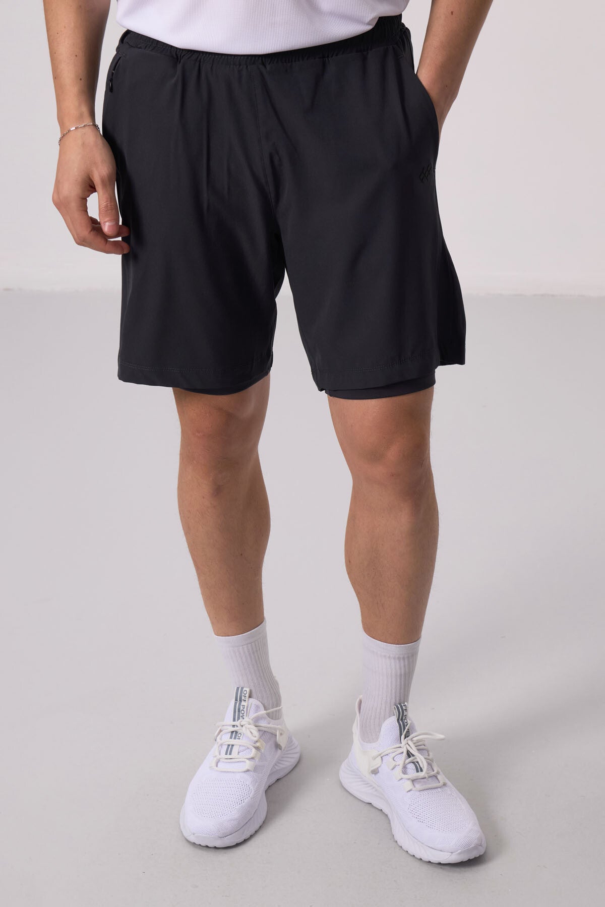 polyester ince yumuşak standart fit erkek taytli şort - 81287 - Justyol