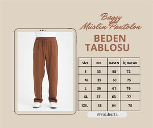 Baggy Kalıp Müslin Kumaş Pantolon - Justyol