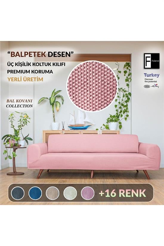 balpeteği 3 kişilik vizon lastikli kanepe örtüsü | lastikli koltuk örtüsü | koltuk kilifi - Justyol