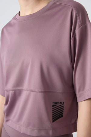 polyester nefes alan dokulu ince esnek oversize fit performans kadin t-shirt - 97284 - Justyol