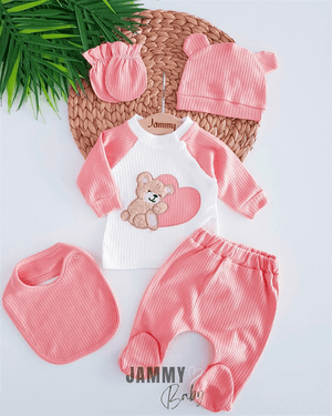 bear heart 5 piece newborn set - Justyol