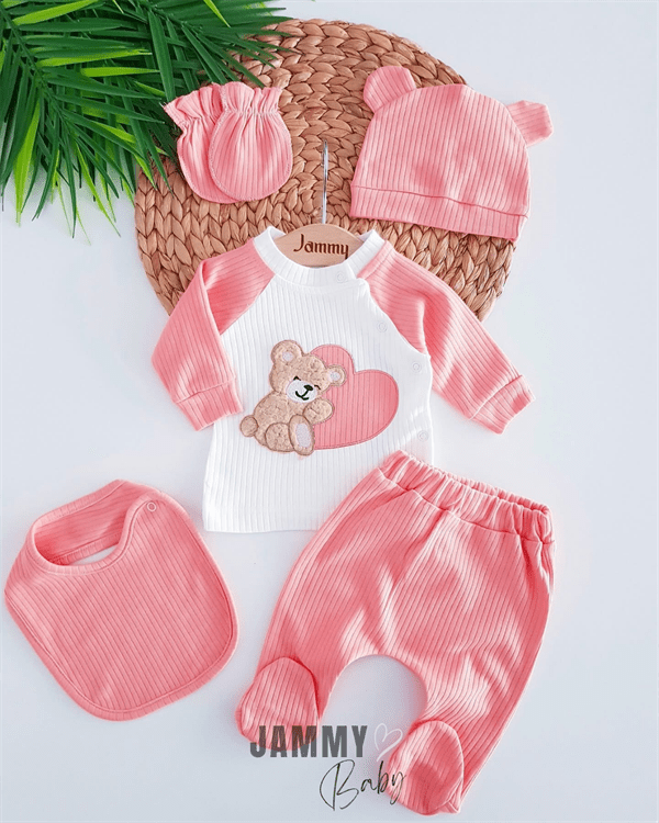 bear heart 5 piece newborn set - Justyol