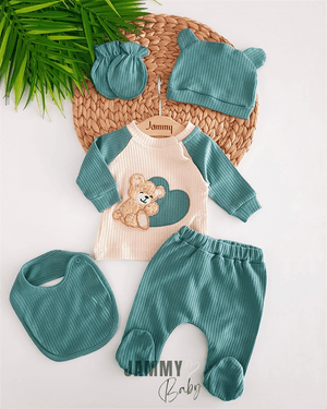 bear heart 5 piece newborn set - Justyol