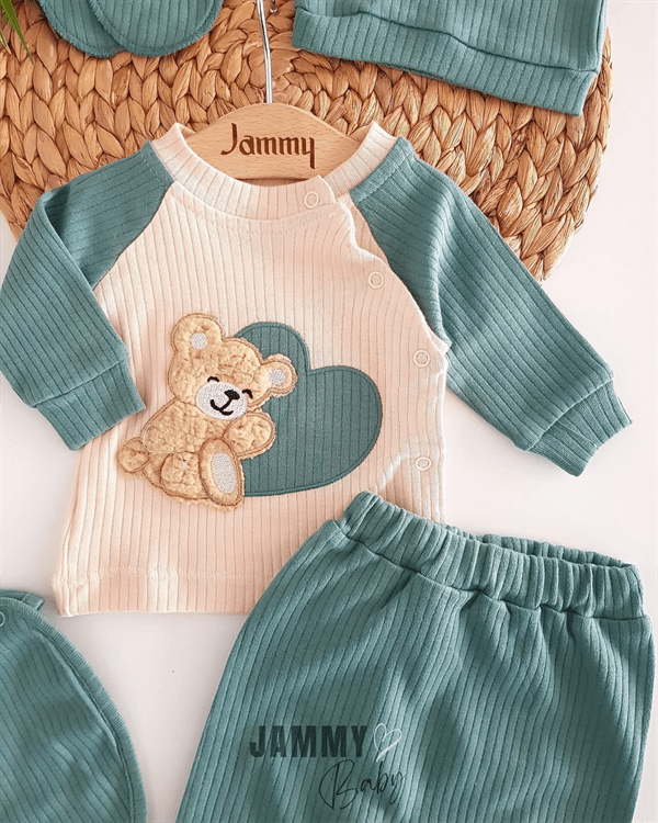 bear heart 5 piece newborn set - Justyol