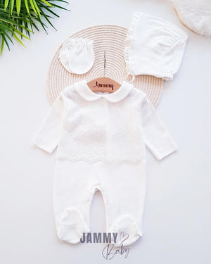 beauty baby collar lace jumpsuit set - pink - Justyol