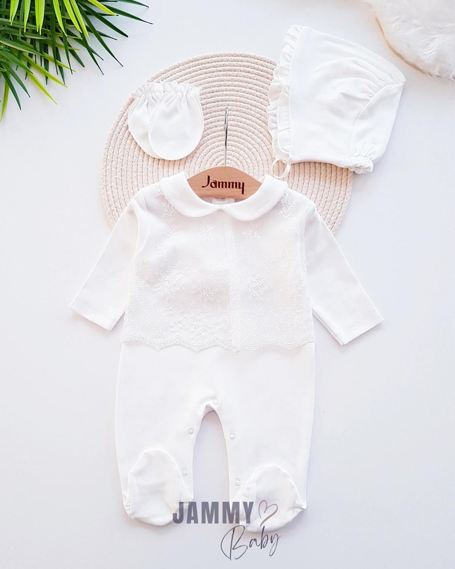 beauty baby collar lace jumpsuit set - pink - Justyol
