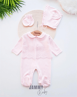 beauty baby collar lace jumpsuit set - pink - Justyol