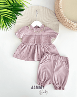 waist gipe detail short sleeve set with shorts - Justyol