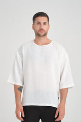 Bisiklet Yaka Fakir Kol Oversize Kısa Kol T-shirt - Justyol