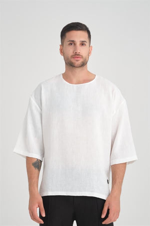 Bisiklet Yaka Fakir Kol Oversize Kısa Kol T-shirt - Justyol