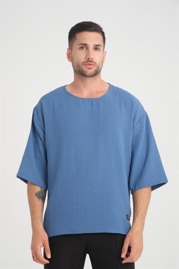 Bisiklet Yaka Fakir Kol Oversize Kısa Kol T-shirt - Justyol