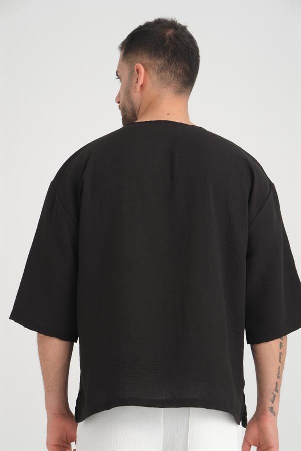 Bisiklet Yaka Fakir Kol Oversize Kısa Kol T-shirt - Justyol