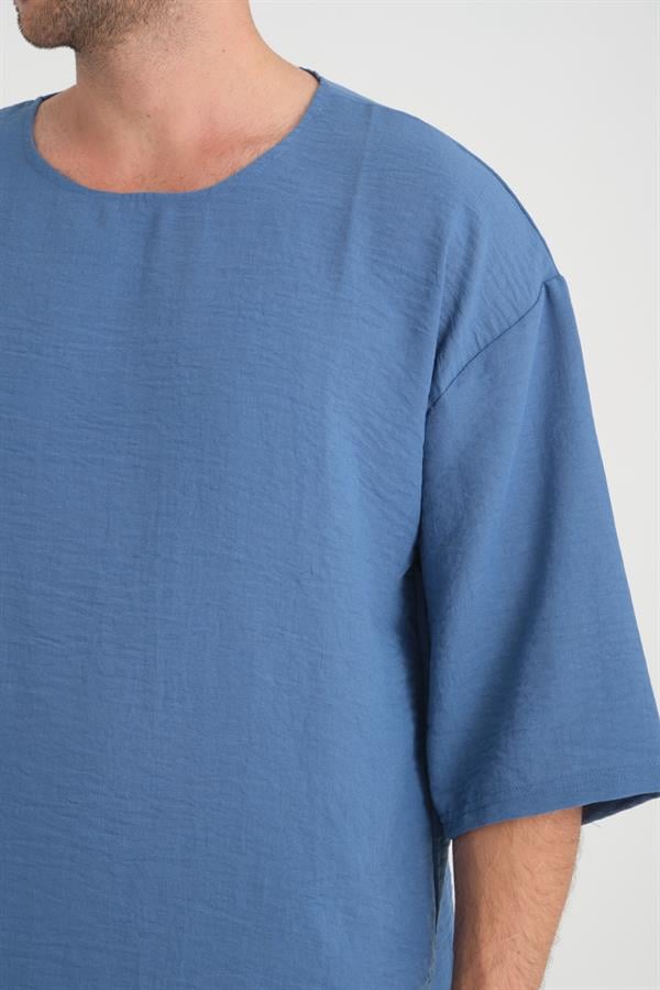 Bisiklet Yaka Fakir Kol Oversize Kısa Kol T-shirt - Justyol