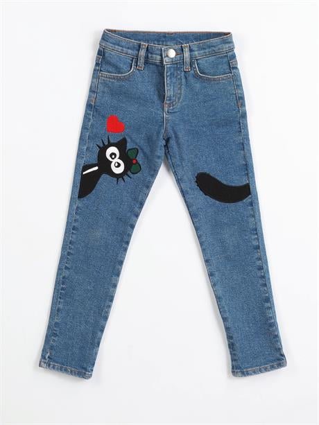 black cat kiz çocuk denim pantolon - Justyol
