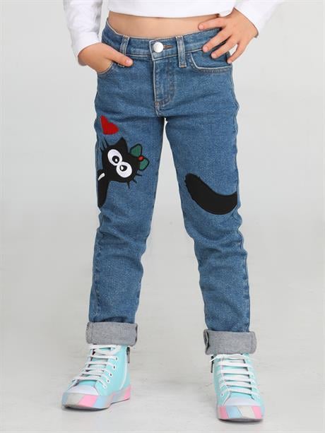 black cat kiz çocuk denim pantolon - Justyol