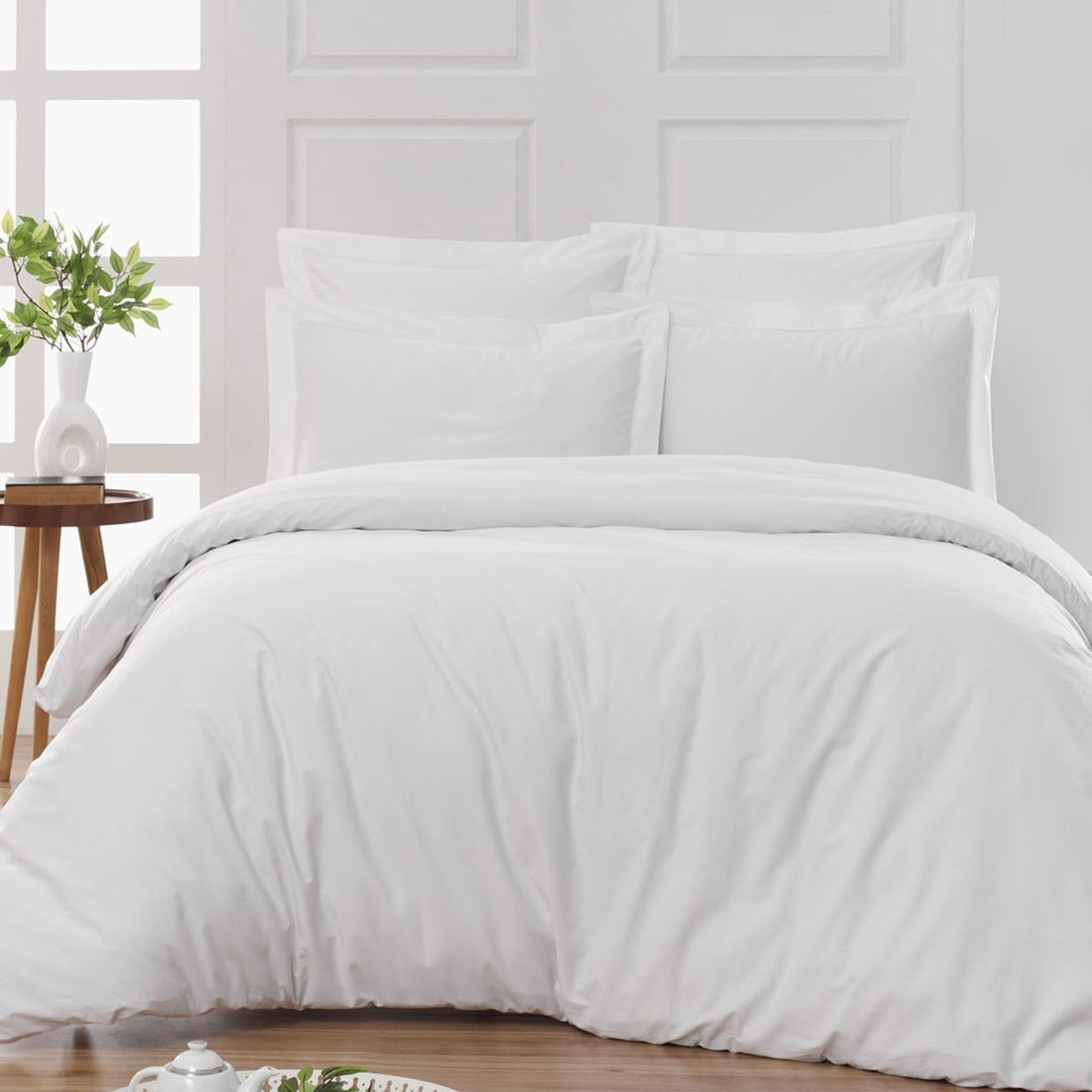 Housse de lit coton satiné 300 fils - 4 pièces (sans couette)