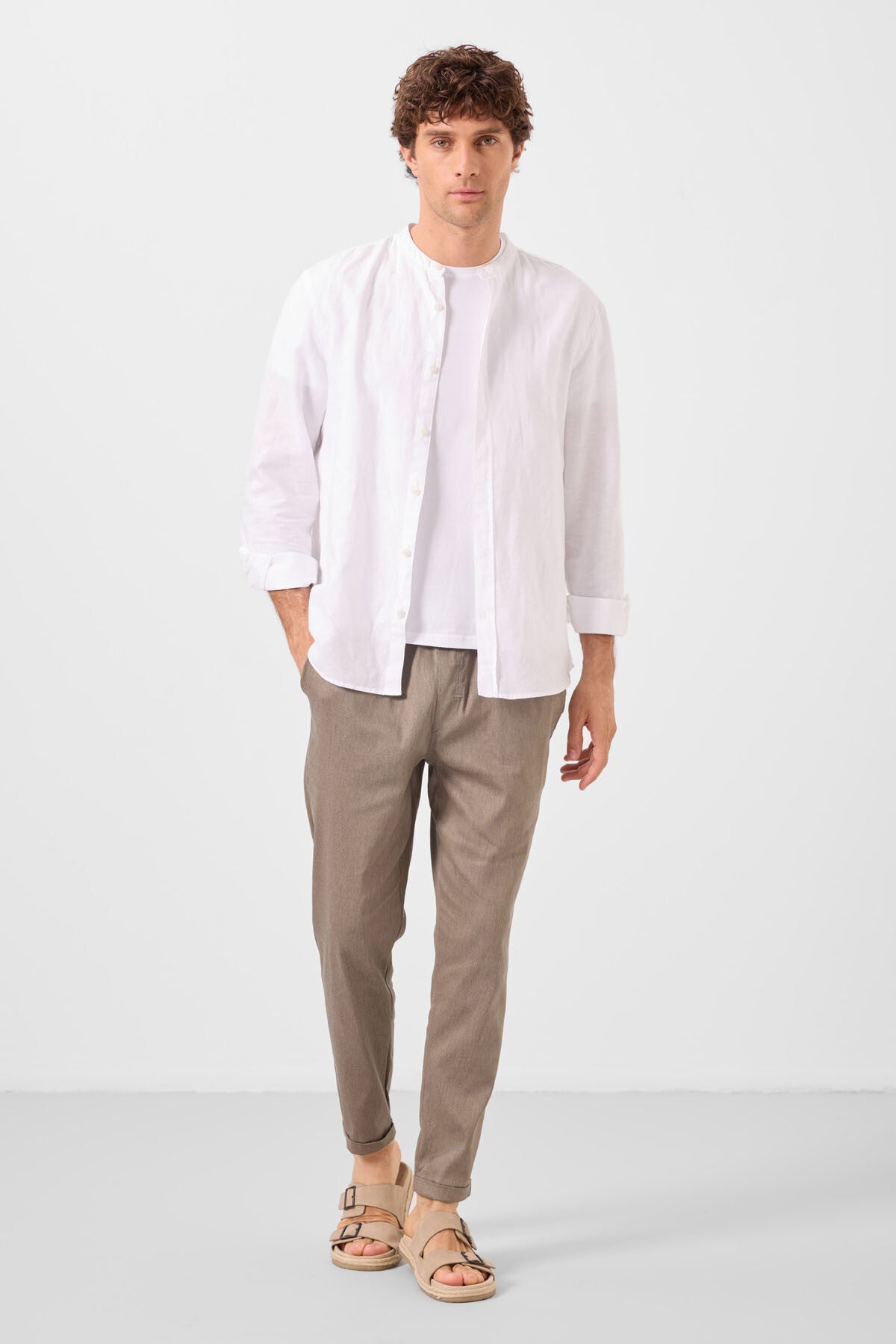 standart fit dokuma hafif esnek chino erkek pantolon - 82178 - Justyol
