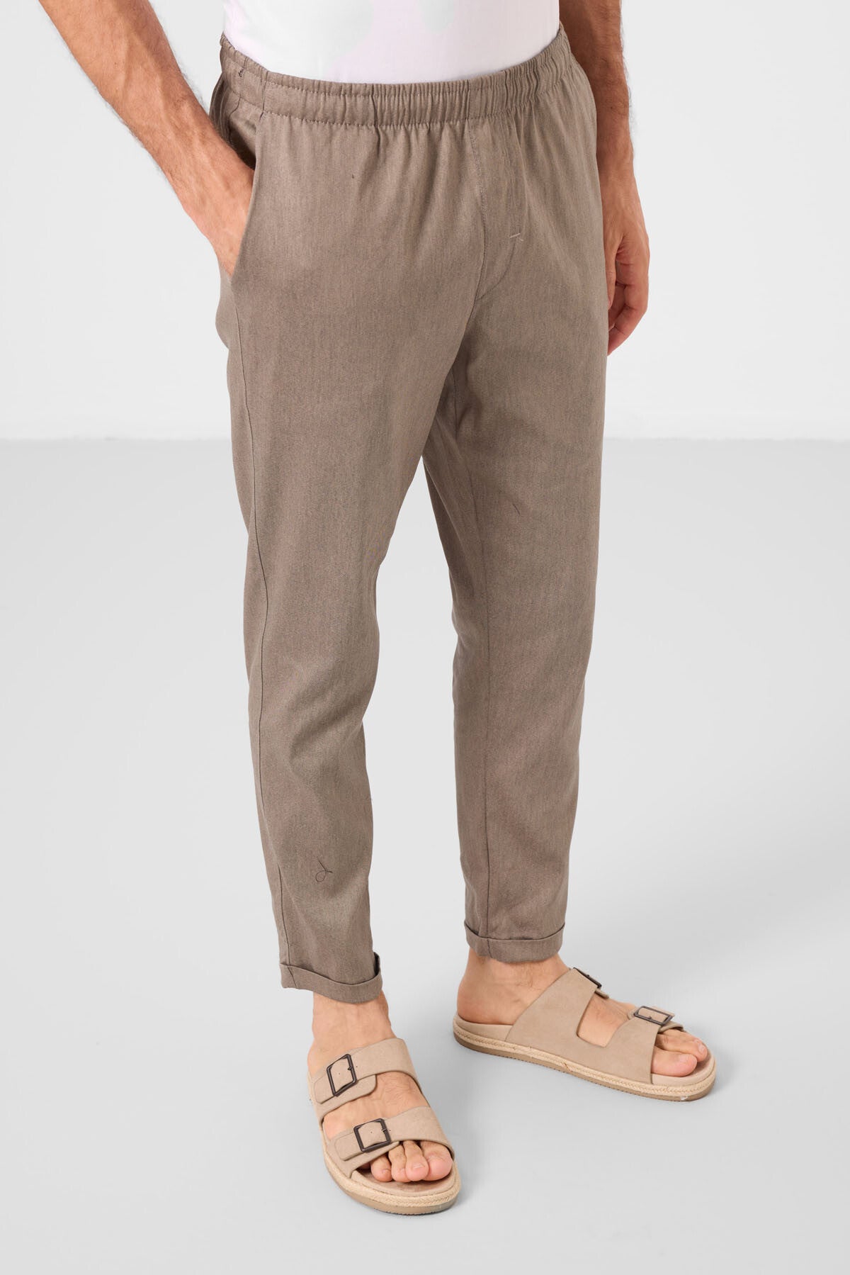 standart fit dokuma hafif esnek chino erkek pantolon - 82178 - Justyol