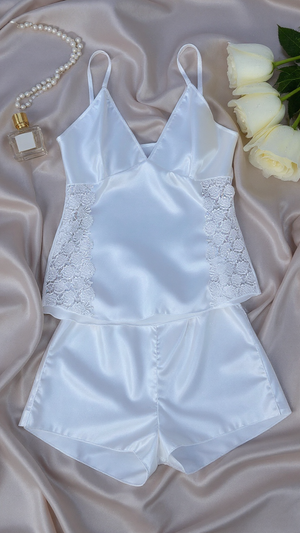 Nightsuit 138 -Satin Sleep Set with Delicate Lace Sides Erotica