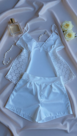 Nightsuit 138 -Satin Sleep Set with Delicate Lace Sides Erotica
