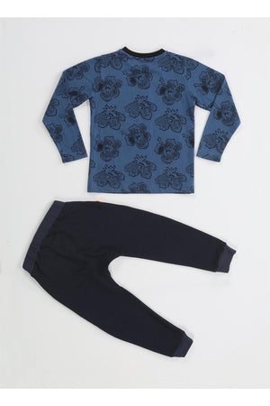 casa yaprak desenli baggy pantolon + t-shirt takim k - Justyol