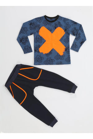 casa yaprak desenli baggy pantolon + t-shirt takim k - Justyol