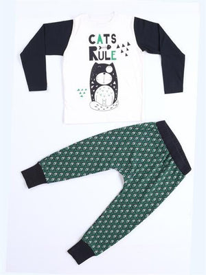 cats rule erkek çocuk pantolon + t-shirt takim k - Justyol