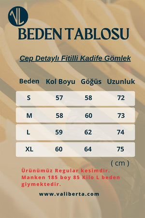 cep detayli fitilli kadife gömlek - Justyol