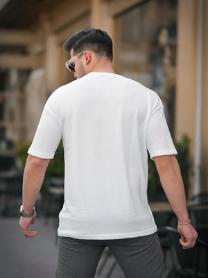 Cep Detaylı Oversize Örme T-shirt - Justyol