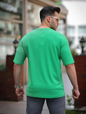 Cep Detaylı Oversize Örme T-shirt - Justyol