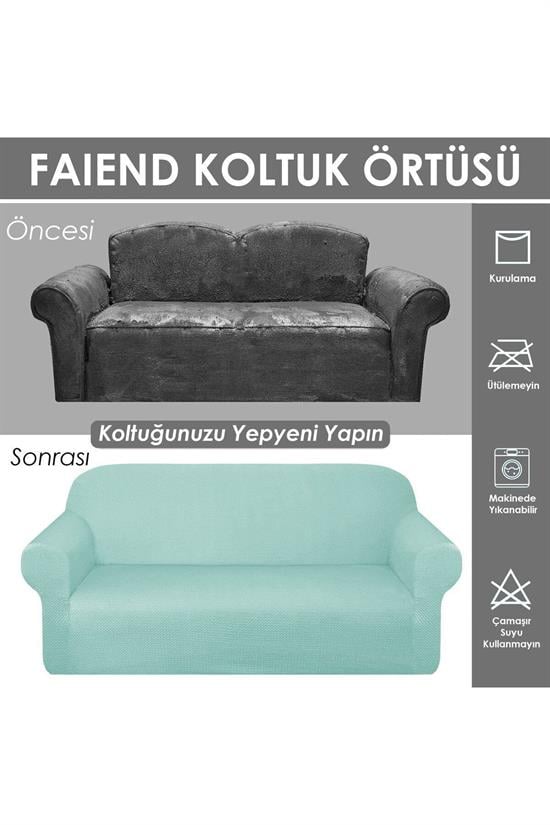 chester 3 kişilik pudra lastikli kanepe örtüsü | lastikli koltuk örtüsü | koltuk kilifi - Justyol