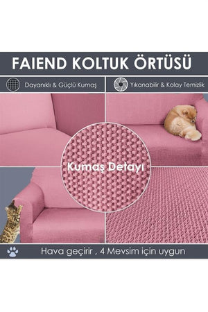 chester 3 kişilik pudra lastikli kanepe örtüsü | lastikli koltuk örtüsü | koltuk kilifi - Justyol