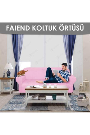 chester 3 kişilik pudra lastikli kanepe örtüsü | lastikli koltuk örtüsü | koltuk kilifi - Justyol