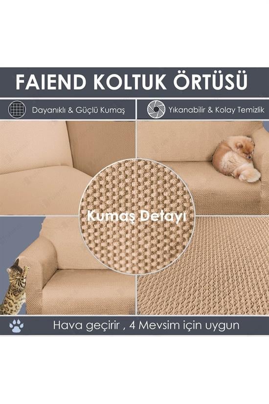chester 3 kişilik pudra lastikli kanepe örtüsü | lastikli koltuk örtüsü | koltuk kilifi - Justyol