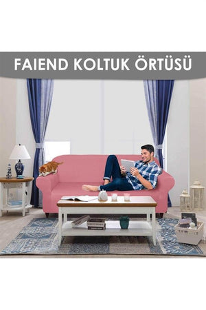 chester 3 kişilik pudra lastikli kanepe örtüsü | lastikli koltuk örtüsü | koltuk kilifi - Justyol