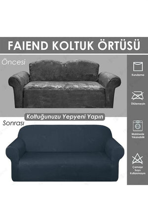 chester 3 kişilik pudra lastikli kanepe örtüsü | lastikli koltuk örtüsü | koltuk kilifi - Justyol